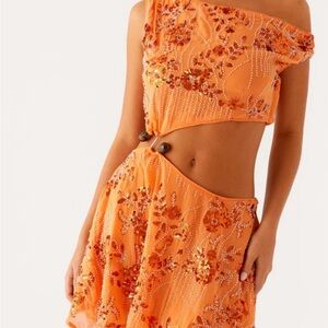 Peppermayo Exclusive - Aletta Sequin Mini Dress - Orange